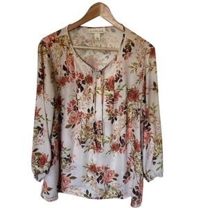 EMALINE‎ Womens Floral Print Long Sleeve Tunic Top XL fairycore
